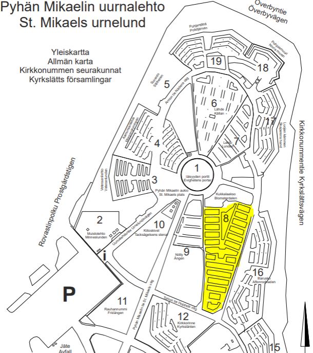 Kartan visar ut områdets 8 läge.
